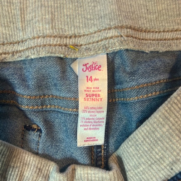 Dark Denim Justice Jeans w/ elastic band (super skinny - Picture 4 of 4